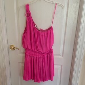 The Impeccable Pig Pink off the shoulder mini dress